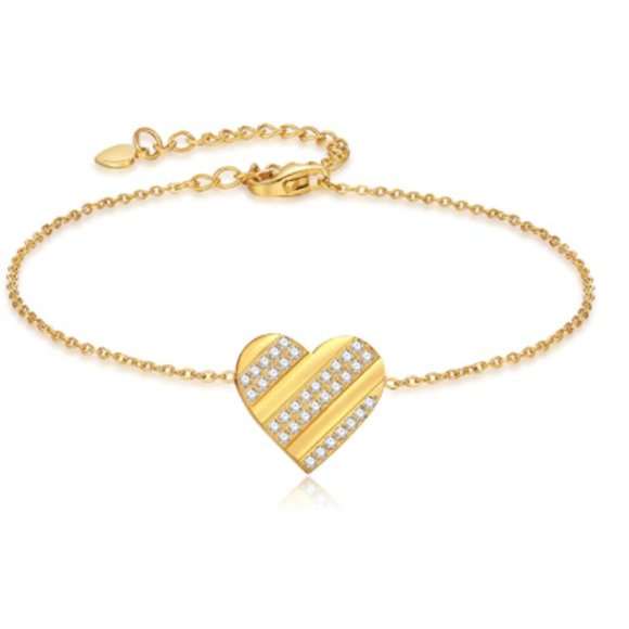 Stainless Steel Adjustable Bracelet with Cubic Zirconia Jewelry Gifts for Girls - Picture 1 of 5